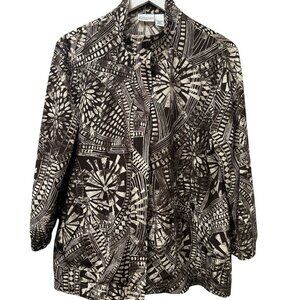 Chicos Zenergy Jacket Large (Chicos 2) Zip Front Casual Sport Stretch Brown